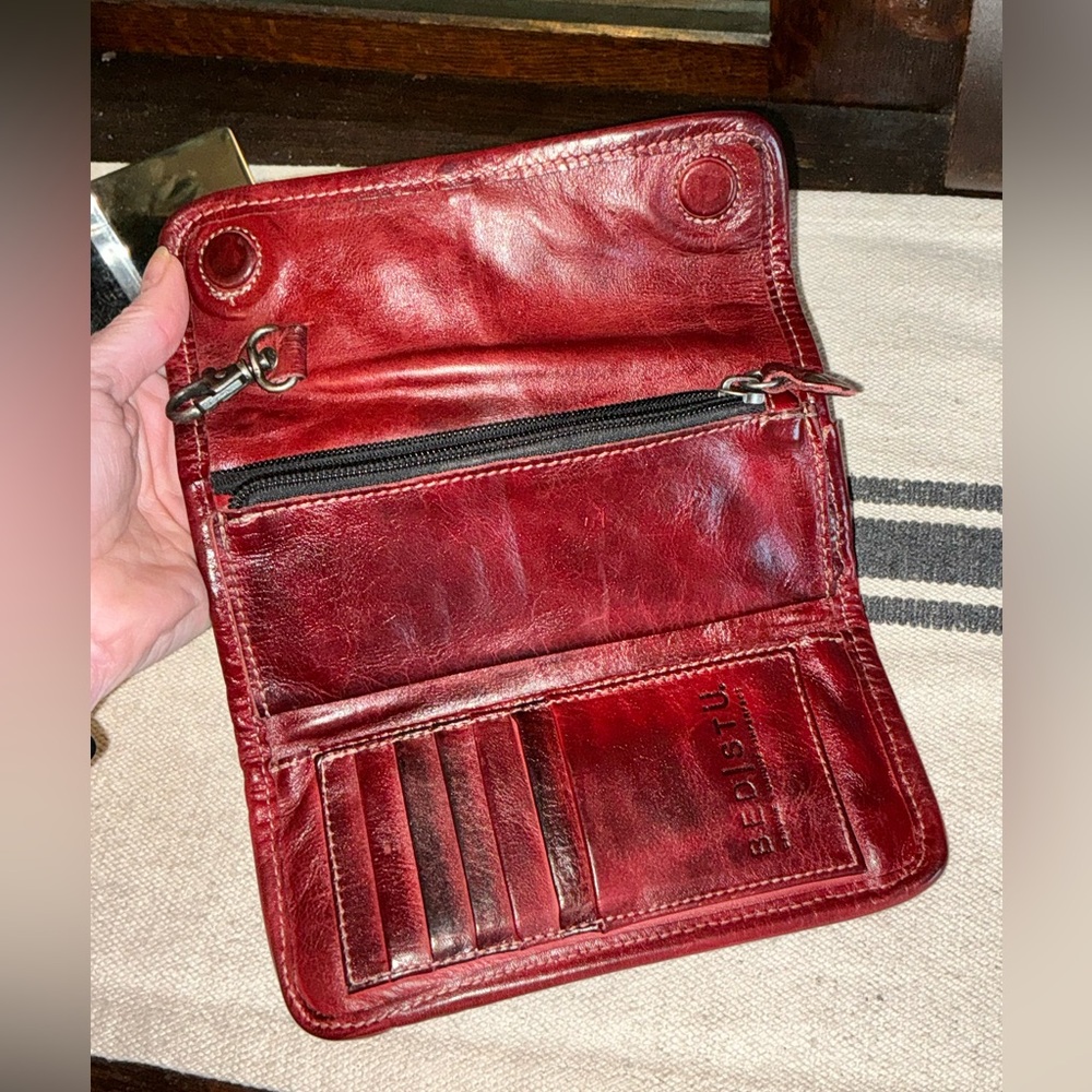 NWOT Bed Stu Leather Canton Wallet Clutch Cherry Lacquer DD MSRP $169 - Picture 10 of 12